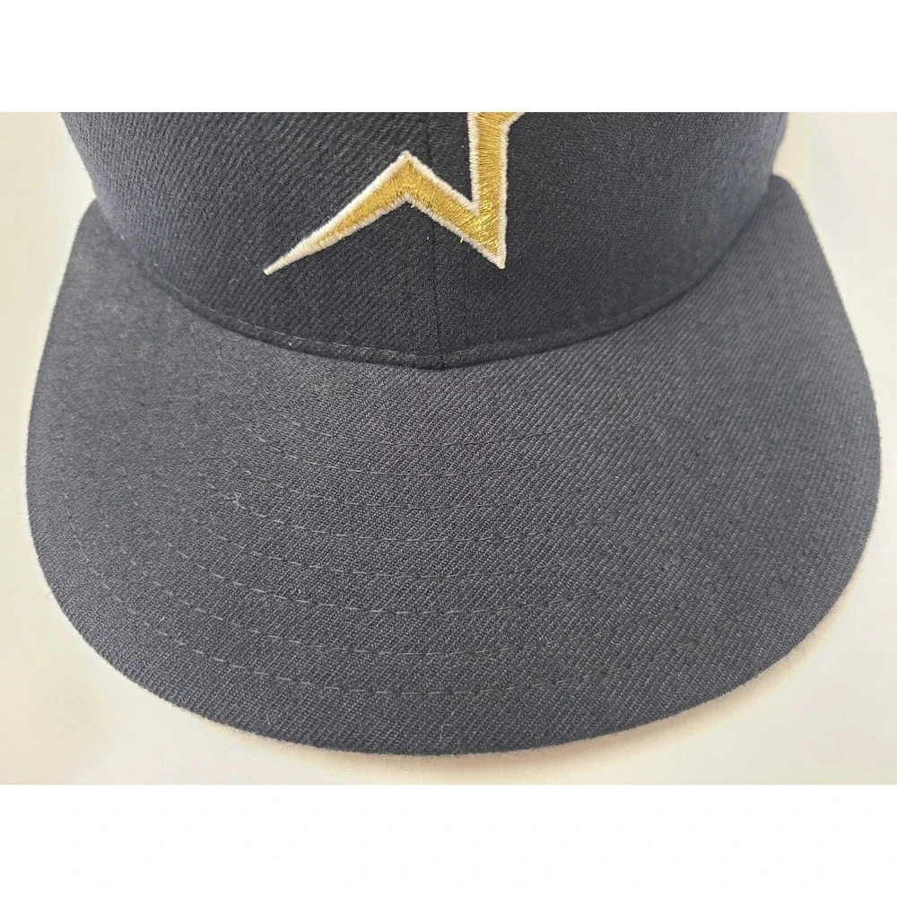 Vintage Houston Astros New Era 59Fifty Pro Model Fitted 7 Hat Cap Blue Gold Star